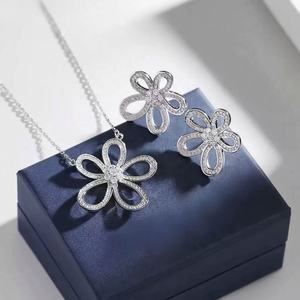 Classic Heart Design Zircon Studded 18K Gold Plated Women's Jewelry <b>Set</b>-Wedding Party & Gift Ring Necklace <b>Earrings</b> - Product Image 4