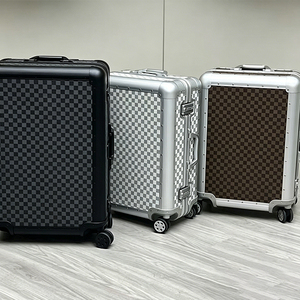 High End All Aluminum Alloy Trolley Cases for Men Women 20inch Carry on Checkered <strong>Suitcase</strong> 24inch Travel Luggage Aluminiowa case - Product Image 4