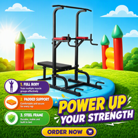 Tour de musculation réglable en acier Gymbopro avec banc, station multifonction pour tractions et dips, pour usage domestique