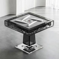 Table de Mahjong en Acrylique Multifonctionnelle de Style Italien Luxe Léger Design Moderne Salle de Jeu de Cartes Hôtel Club Entièrement Automatique