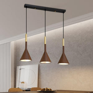 Single Head Nordic Modern Minimalist Wood Grain Pendant Light LED Adjustable Height DIY Middle Dining Room <b>Headboard</b> Dining - Product Image 1