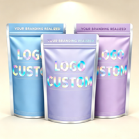 Sachet souple personnalisé en aluminium holographique de qualité alimentaire avec fermeture éclair refermable, imprimé avec logo personnalisé pour aliments