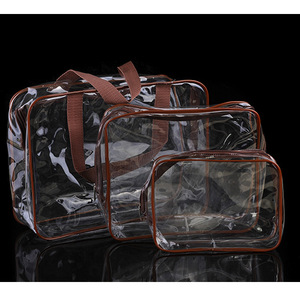 OEM Supported Clear PVC Cosmetic Pouch Transparent Zipper <b>Makeup</b> Bag with Handle <b>for</b> Travel <b>Storage</b> - Product Image 4