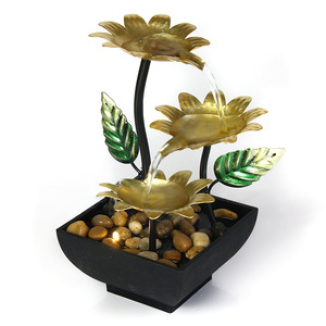 งานฝีมือชุนซาน น้ำพุเหล็กทรงสี่เหลี่ยม ไฟฟ้า พร้อมไฟแบ็คไลท์ ของตกแต่งตามหลักฮวงจุ้ย สำหรับตกแต่งบ้าน สำนักงาน โต๊ะทำงาน - Product Image 5