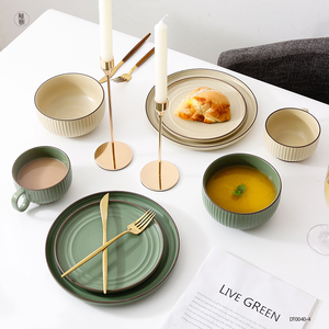 طقم أواني طعام بورسلين أدوات مائدة منزلية أطقم طاولات عشاء فاخرة نوردية بورسلين غير لامع أواني طعام - Product Image 2