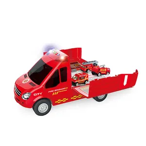 Juego de vehículos de bomberos con mini coches de aleación, juguete educativo de fuego