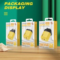 Nuevo 12W QC3.0 Luz LED Tipo-C Puerto USB Cargador Auricular UE EE. UU. Reino Unido Adaptador de cargador de teléfono móvil estándar para teléfono móvil