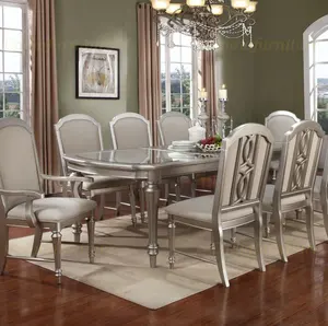 现代美国设计金色油漆餐厅带椅子的桌子豪华长餐桌套装