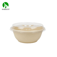 Bulat 700 Ml Sekali Pakai Takeaway Sup Panas Mangkuk Ramen Serat Bambu Mangkuk Bagasse dengan Tutup