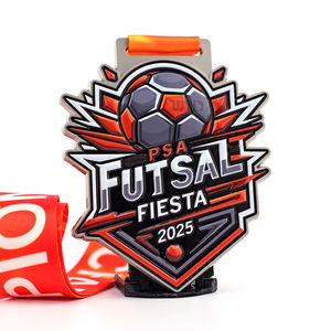 Medaglia Sportiva Personalizzata in Lega di Zinco 3D con Nastri, Stampa UV e Smalto per Premi Scolastici, Campionati di Calcio e Leghe - Product Image 1