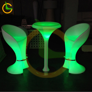 Set illuminato illuminazione impermeabile tavolo alto e sedia sgabelli da Bar a Led Modern LED Outdoor Nightclub Party mobili da Bar in plastica - Product Image 2