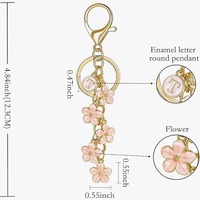 Porte-clés personnalisable en alliage de zinc, modèle 0003, avec initiale mignonne, pendentif pour sac de femme, cadeau pour meilleure amie ou camarade de classe