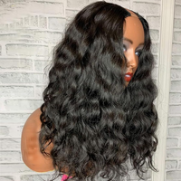 Perruque mi-tête Afro bouclée HD sans colle, partie en V/U, densité 180 %, cheveux humains brésiliens Remy pour femmes noires, effet mouillé/ondulé