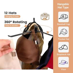 MIXWARES Support rotatif <span class=keywords><strong>pour</strong></span> casquettes de baseball en fer et base en bois <span class=keywords><strong>pour</strong></span> 12 casquettes de baseball - Product Image 5