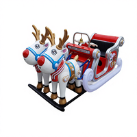 Traîneau de Noël en métal pour 2 personnes, à monnayeur, design anglais, type calèche, Père Noël