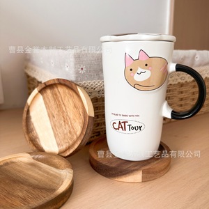 Sous-verres ronds en bois d'acacia pour la maison, isolation thermique pour le thé et le café, style japonais - Product Image 2