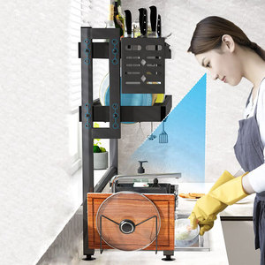 キッチン大容量カウンタートップ皿ラック排水シンク収納プレートホルダー金属カトラリーオーガナイザー - Product Image 4