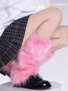 Guêtres en fausse fourrure pour femmes, couvre-bottes moelleux en peluche, accessoires de costume pour festivals de danse et raves d'hiver, vente en gros - Product Image 6