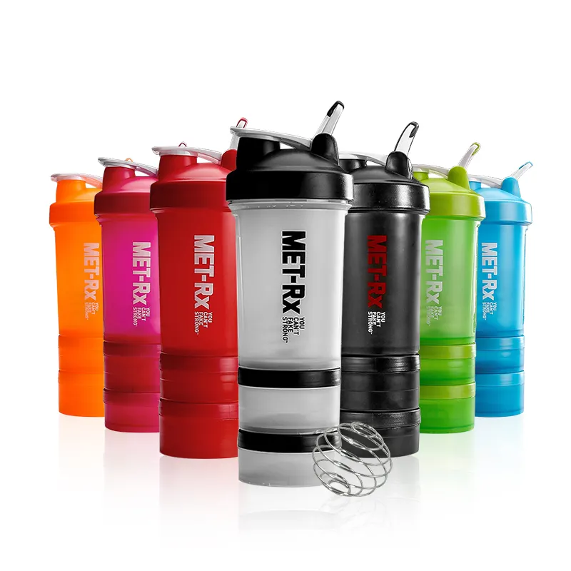 Özel Logo 500ml Bpa ücretsiz plastik spor Fitness Protein çalkalama şişesi spor spor salonu su şişesi kene işaretleyici ile