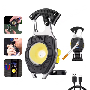 Torcia Portachiavi COB Magnetica in Alluminio Ricaricabile USB con Apribottiglie, Accendino e Fischietto - Tutto in Uno - Product Image 1