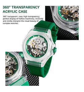 Wholesale Fashion <b>Mens</b> Automatic Mechanical <b>Skeleton</b> <b>Watch</b> Custom logo Brand Luxury Acrylic <b>Skeleton</b> Wristwatch Manufacturer - Product Image 3