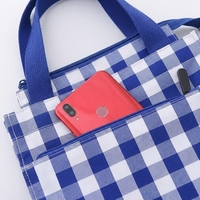 Sac fourre-tout à carreaux de capacité moyenne en tissu imperméable avec doublure TC, taille personnalisable pour les trajets quotidiens et comme sac à lunch