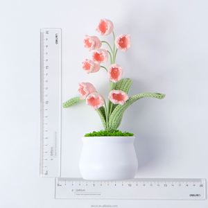 Maceta de Tulipanes Tejida a Mano, Flor Artificial para Decoración del Hogar, para el Día de la Madre, Navidad, Halloween - Product Image 6