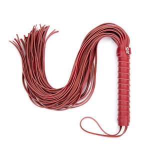 Kırmızı siyah gerçek deri uzun boyutu at kırbaç seksi esaret maden kamçı döngü kolu ile boğa kamçı - Product Image 3