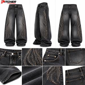 Jeans de Pierna Ancha Personalizados para Hombre, Jeans de Pierna Ancha al por Mayor para Hombre, Jeans de Pierna Ancha, Marca Privada para Minoristas de EE. UU. - Product Image 6