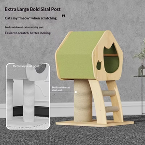 Vente en gros de château pour chat en bois massif, écologique et luxueux, avec arbre à chat et maisonnette en carton - Product Image 3