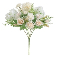 YILUN-OurWarm Buket Bunga Hydrangea Sutra Awet Buatan, Bunga Mawar untuk Dekorasi Pernikahan dan Hari Ibu bagi Pengantin Wanita