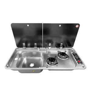 Évier de <span class=keywords><strong>camping</strong></span>-<span class=keywords><strong>car</strong></span> en acier inoxydable JDA 304 avec cuisinière à gaz à double brûleur intégrée, unité de cuisine pour <span class=keywords><strong>camping</strong></span>-<span class=keywords><strong>car</strong></span>, caravane et <span class=keywords><strong>camping</strong></span>-<span class=keywords><strong>car</strong></span> - Product Image 1