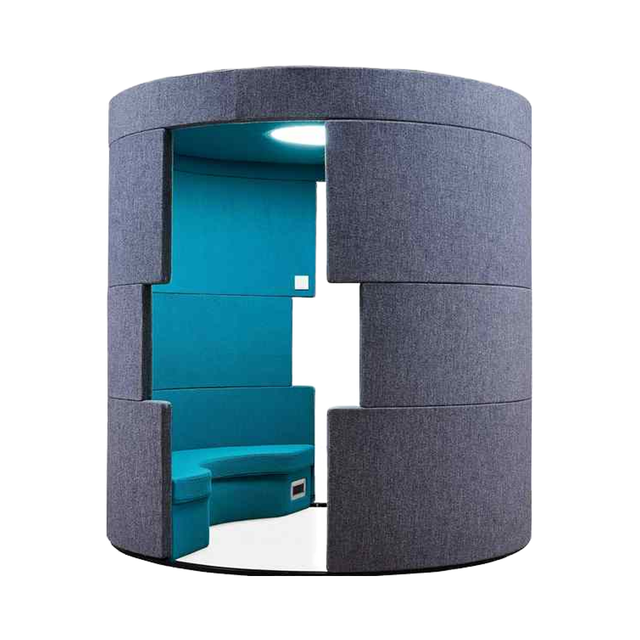 Professional Acoustic Phone Booth Office Pod Modern Chesterfield Set Soundproof Fabric Covered Modular Convertible Office