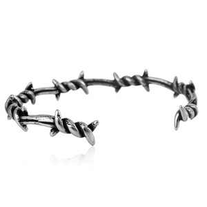 yunnique Pulsera Abierta Trenzada con Espinas, Plata Tibetana, Joyería Unisex, Diseño de Púas - Product Image 3