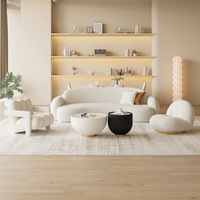 Nouveau Canapé Courbé Yazhi Design Lune Mobilier de Salon Confortable Maison Moderne Tissu Laine d'Agneau Blanc