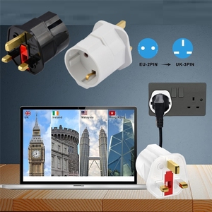 Adaptateur de prise EU vers UK avec fusible, adaptateur de prise 2 broches vers <span class=keywords><strong>3</strong></span> broches 13A avec fusible 250V mis à la terre, adaptateur de voyage - Product Image 2