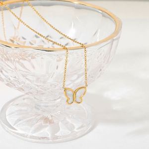 Collar de Mariposa de Acero Inoxidable con Cadena de Bambú, Joyería de Moda Unisex para Bodas, Animales - Product Image 3