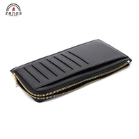 Zenos dompet panjang kulit domba asli kustom Fashion mewah penutup paspor tempat kartu kredit untuk Wanita Pria ritsleting Alligator
