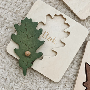 Juego de rompecabezas de hojas Montessori - Juguete educativo de madera con forma de hoja para niños pequeños - Product Image 5