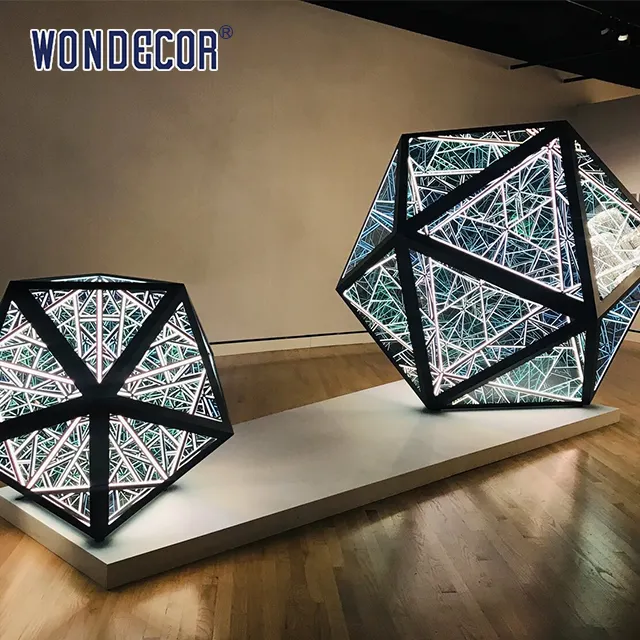 WONDECOR Hot selling Modern abstract abyss light sculpture stainless steel kaleidoscope sculpture