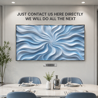 Eisblaue Radiale Wirbel-Wellen-3D-Struktur Wandkunst mit Silberrahmen für Hotel-Feiner-Speisesaal, Maßgefertigte Großproduktion OEM