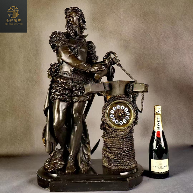 Bronze Classical Helmsman Sculpture Statue Handmade Antique Art Figurine Famous Copper Nautical Captain Polished Technique