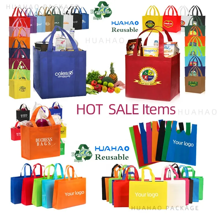 Customized reusable tote shopping bag recycled eco non woven bag with logo