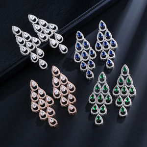 Boucles d'oreilles RAKOL EP273 en zircon de luxe, boucles d'oreilles goutte d'eau pour femmes, boucles d'oreilles de soirée éblouissantes, bijoux pour mariage, mariée 2025 - Product Image 2