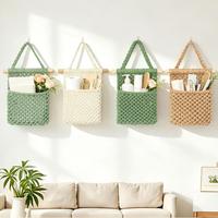 Panier suspendu en coton tissé pour la décoration intérieure, boîte de rangement murale, panier à fruits et légumes, support pour téléphone