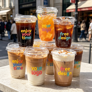 Gobelet en plastique en forme de U <span class=keywords><strong>personnalisé</strong></span>, imprimé, <span class=keywords><strong>éco</strong></span>logique et jetable, pour boissons froides à emporter : Bubble Boba, Matcha, Thé au lait, Jus, Café glacé, avec couvercle à bec. - Product Image 1