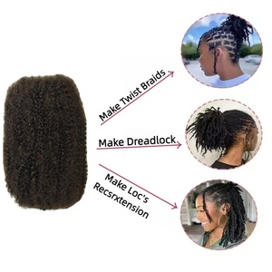 Extensiones de rizos rizados de cabello <span class=keywords><strong>Remy</strong></span> brasileño <span class=keywords><strong>Afro</strong></span> <span class=keywords><strong>Kinky</strong></span> Dreadlocks Loc Repair 1 pieza MOQ para Locs teñidos - Product Image 5