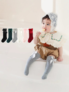 Nouvelle Arrivée Chaussettes Longues Tricotées Respirantes pour Bébé Fille et Garçon 1-3 Ans avec Nœud Décoratif - Product Image 6