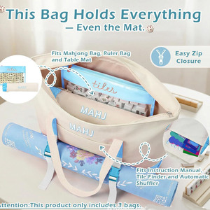 Ensemble de sacs de mahjong de grande capacité de qualité supérieure, sac de transport en toile 3 pièces pour le jeu de mahjong américain et les voyages de week-end - Product Image 3