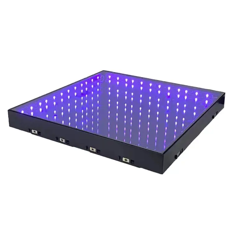 HUINENG 500x500mm 웨딩 무대 조명 유리 마그네틱 3D 거울 패널에 대한 Led 댄스 플로어